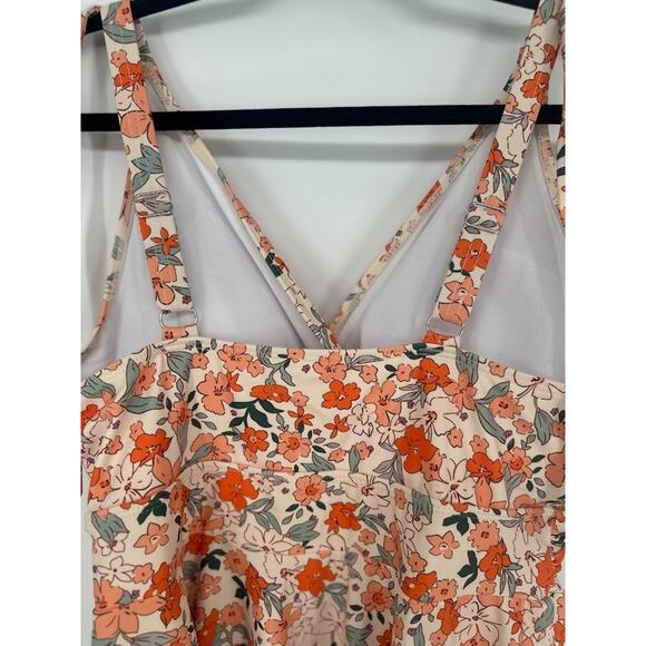 Bloomchic Sleeveless Swim Dress Orange Floral Print Size 14-16 Padded Boho Beach - Picture 4 of 9